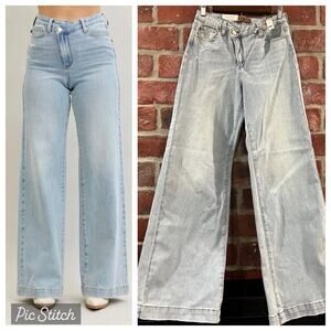 Judy Blue High Waist Retro Wide Leg Criss Cross Mild Destroy Jeans Size 5/27 NWT